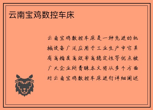 云南宝鸡数控车床